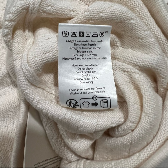 Sezane Ayo Organic Cotton Blend Pantalon Fancy Openwork Knit Pants Ecru XL NWT - Picture 10 of 10